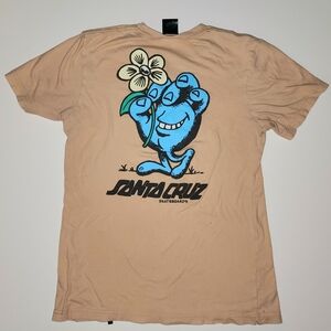 Santa Cruz Skateboards Men's Graphic T-Shirt - Tan with Blue Mascot size small